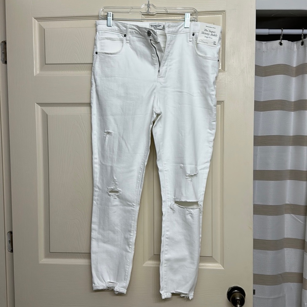 Abercrombie and Fitch Distressed The Super Skinny Ankle High Rise Jeans NWT